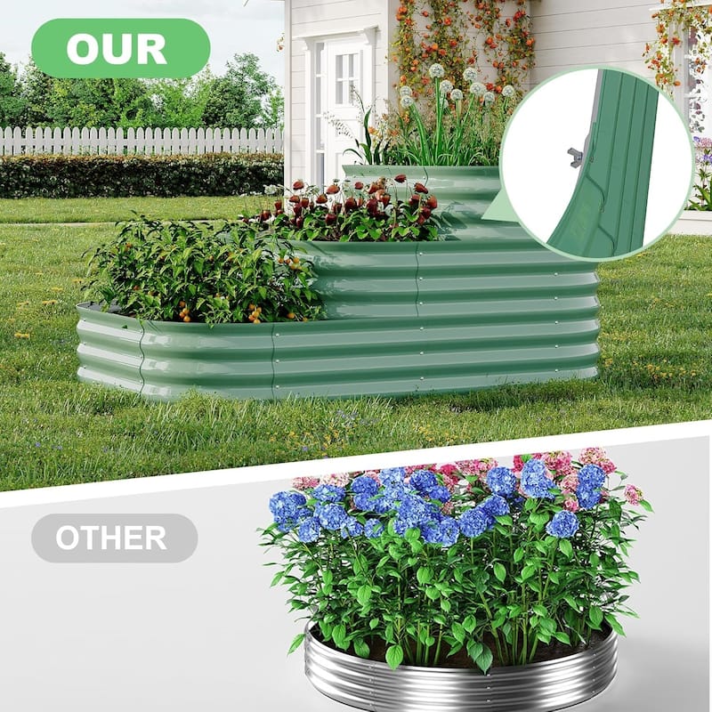5 x 3.5 x 2.5FT (30Inch Deep) 3-Tier Galvanized Steel Raised Garden Bed Kit - Planter Box Green