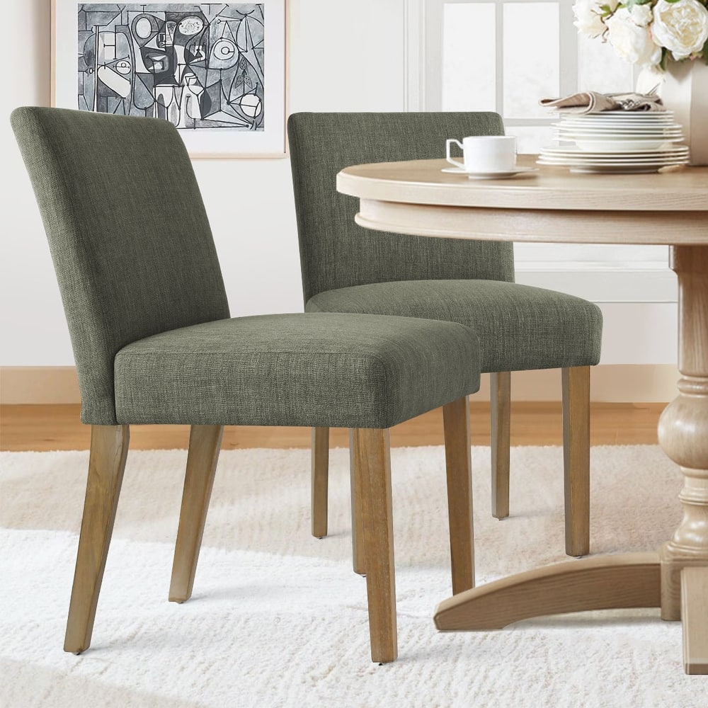 Linen Upholstered Solid Wood Dining Chair (Set of 2)