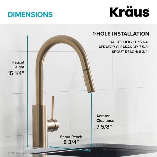 Kraus Oletto 2-Function 1-Handle 1-Hole Pulldown Kitchen Faucet