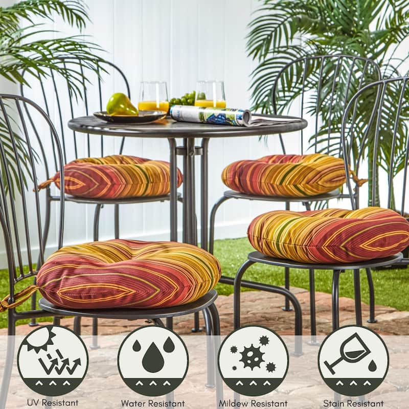 Outdoor 15-inch Kinnabari Stripe Bistro Chair Cushions (Set of 2)