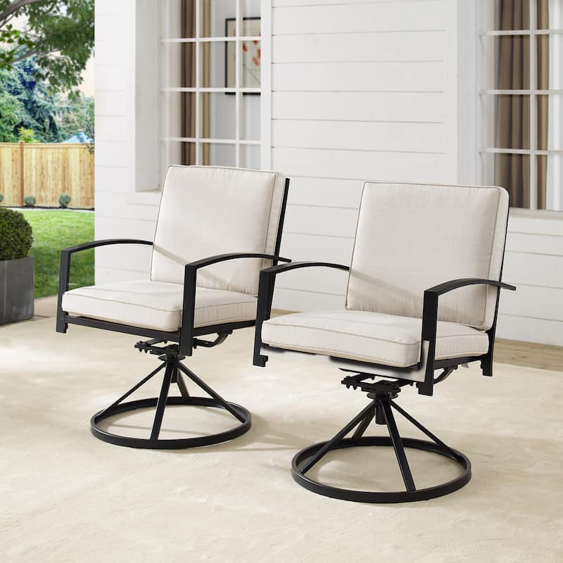 Crosley Kaplan 2Pc Outdoor Dining Swivel Chair Set - 24.75"W x 25"D x 37"H