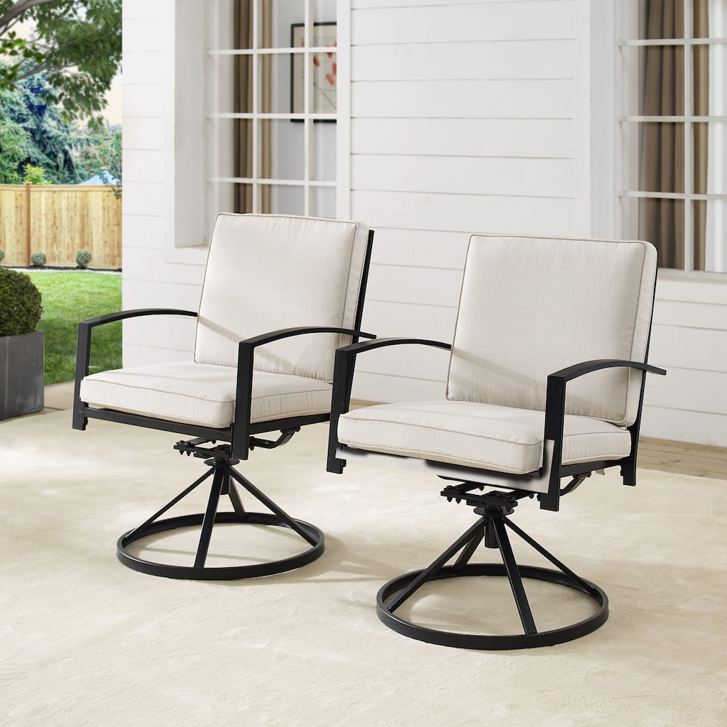 Crosley Kaplan 2Pc Outdoor Dining Swivel Chair Set - 24.75"W x 25"D x 37"H