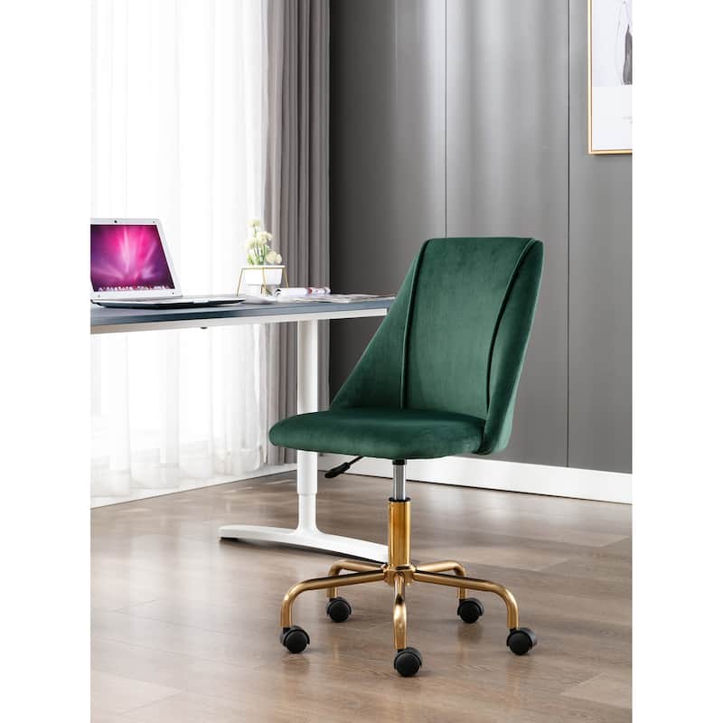 Porthos Home Caia Armless Office Chair, Velvet, Gold Metal Legs