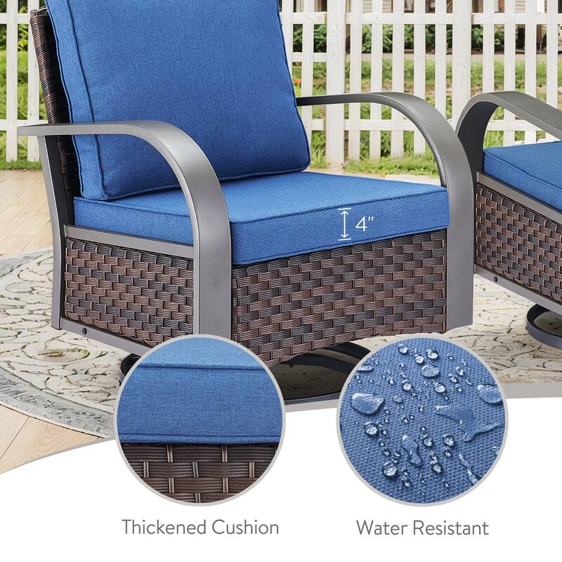 Gymojoy Industrial Style Outdoor Wicker Swivel Glider Chairs Set of 2