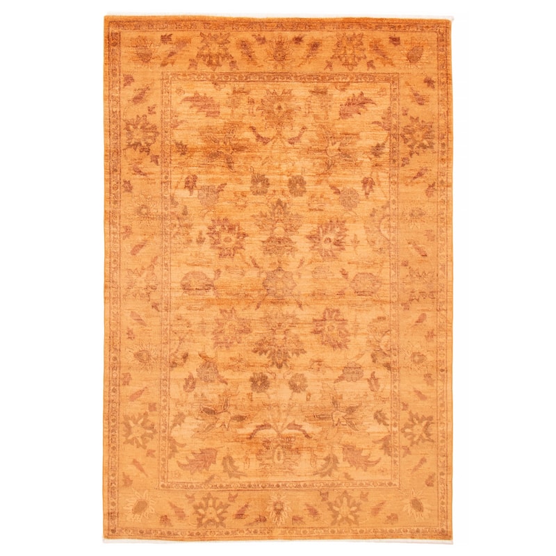 ECARPETGALLERY Hand-knotted Vibrance Orange Wool Rug - 6'2 x 9'1 - Light Orange - 6'2 x 9'1