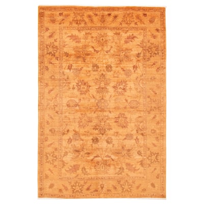 ECARPETGALLERY Hand-knotted Vibrance Orange Wool Rug - 6'2 x 9'1