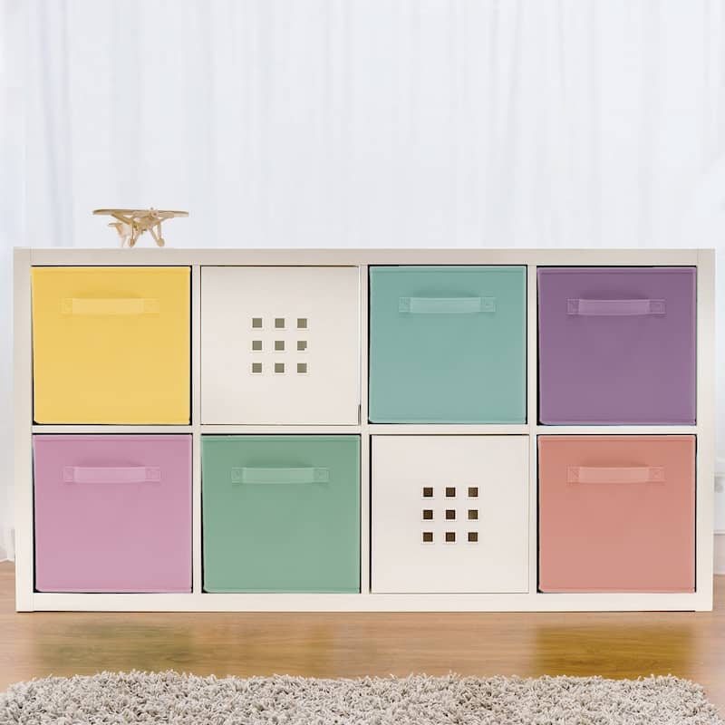 Sorbus Open Fabric Storage Cube Bins, Pastel Multi-Color, Set of 6