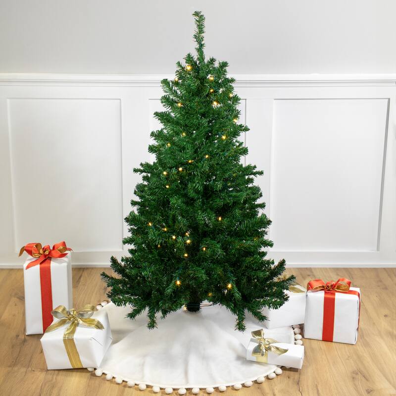 4' Mixed Classic Pine Medium Artificial Christmas Tree Warm Clear LED - 4 Foot