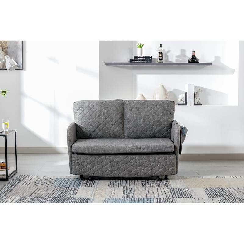 Modern Velvet Loveseat Couch with Pull Out Bed
