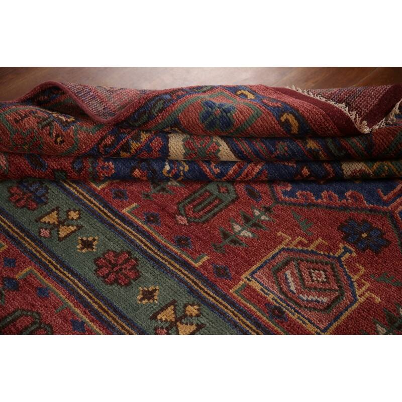 Geometric Orange Sirjan Area Rug Handmade Oriental Wool Carpet - 7'9"x 9'10"