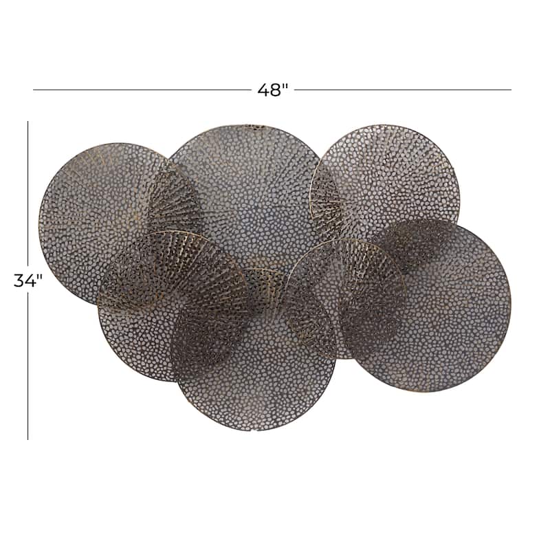 Metal Plate Overlapping Perforated Wall Decor - Black - Roche River Decor