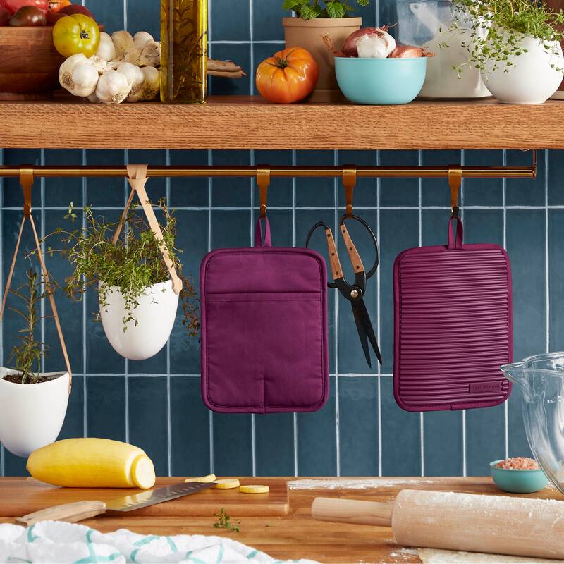 KitchenAid Ribbed Soft Silicone Pot Holder 2-Pack Set, 7"x9"