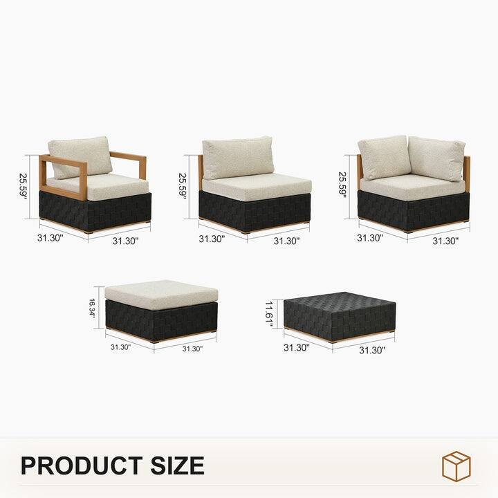 PURPLE LEAF GLFSF Black sofa with white seat Outdoor Couch for Yard Porch Deck Patio Conversation Sets