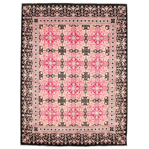 ECARPETGALLERY Hand-knotted Lahore Finest Collection Pink Wool Rug - 8'0 x 10'4
