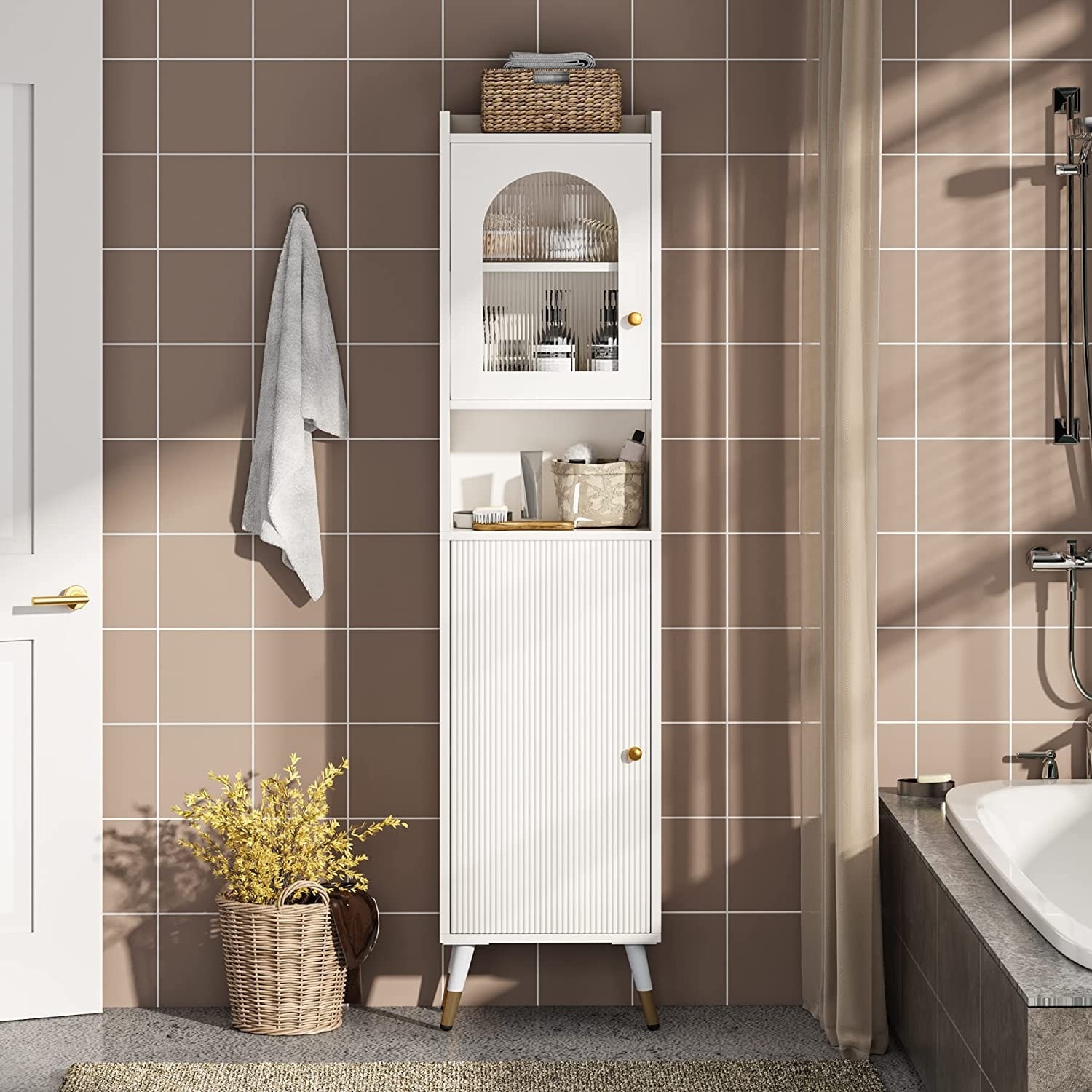 Tall slim top bathroom unit