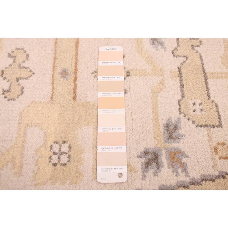 ECARPETGALLERY Hand-knotted Royal Oushak Ivory Wool Rug - 8'0 x 7'9