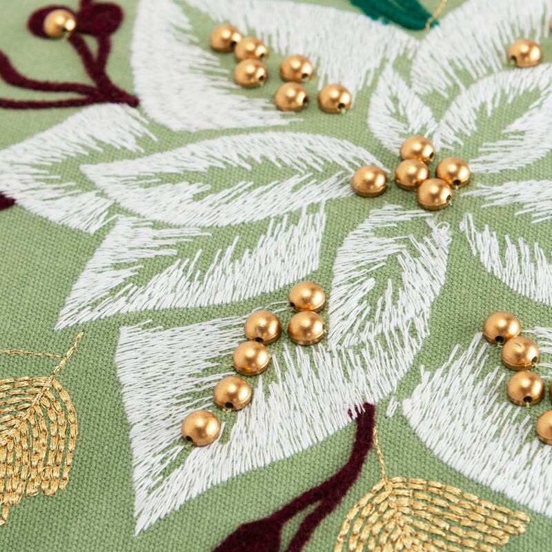 Rizzy Home Poinsettia Beaded Throw Pillow