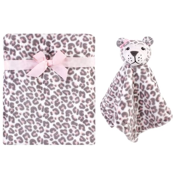 slide 1 of 1, Hudson Baby Infant Girl Plush Blanket with Security Blanket, Leopard, One Size - Leopard - One Size One Size - Leopard
