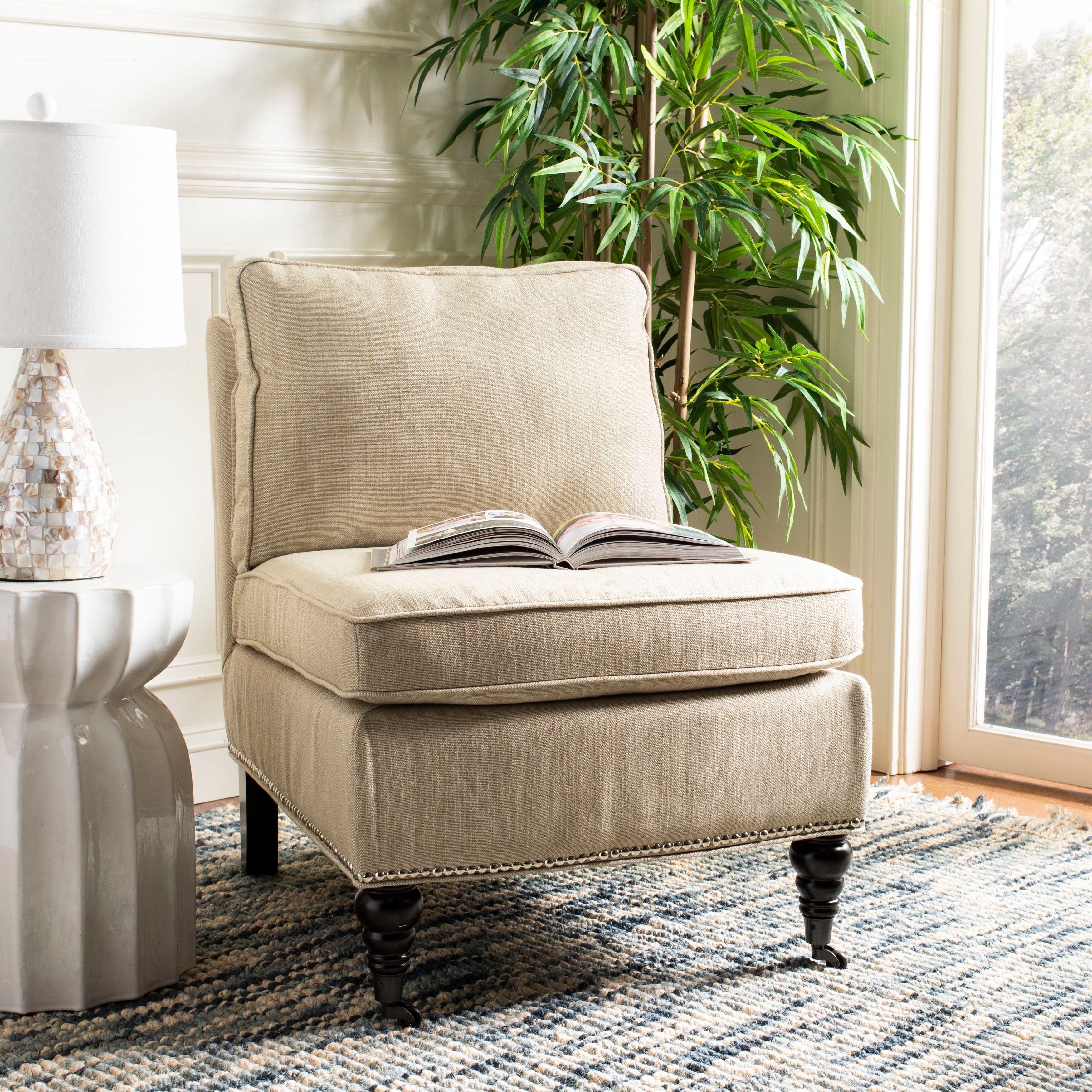 Shop Black Friday Deals On Safavieh Randy Beige Armless Club Chair Overstock 7388235