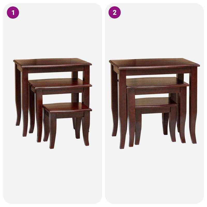 vidaXL Nesting Side Tables 3 pcs Brown Solid Mahogany Wood - 23.62 x 17.72 x 23.82 in