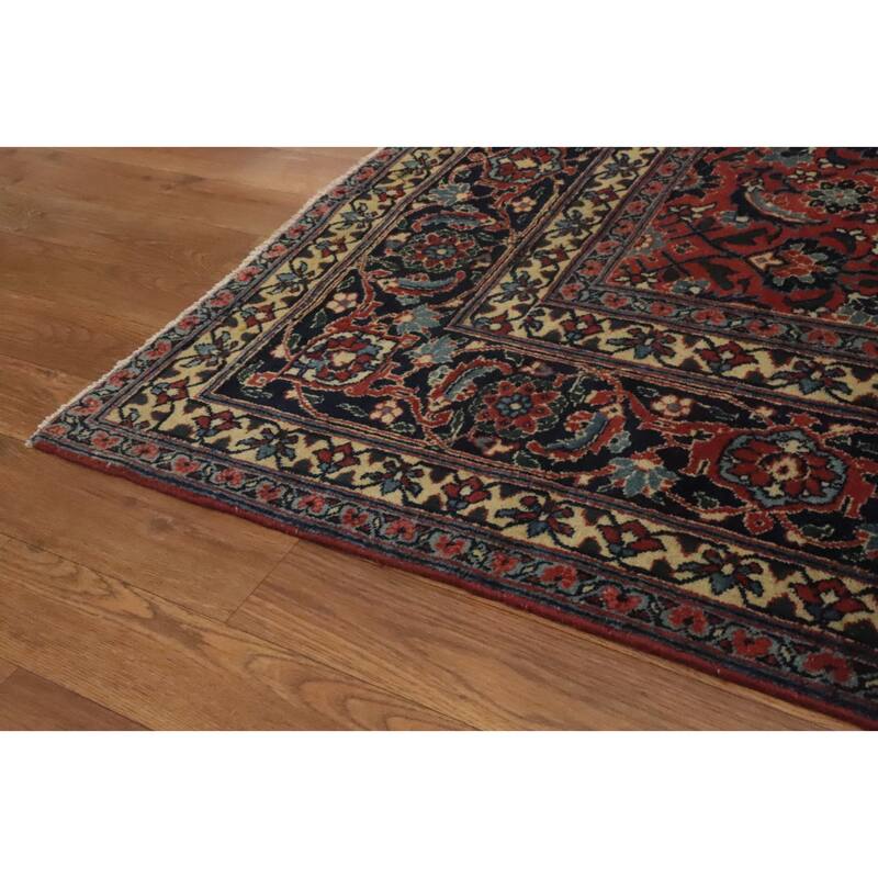 Hand Knotted Oriental Kork Wool Carpet Traditional Floral Oranges & Rust Tabriz Area Rug - 15' 0'' X 6' 2''