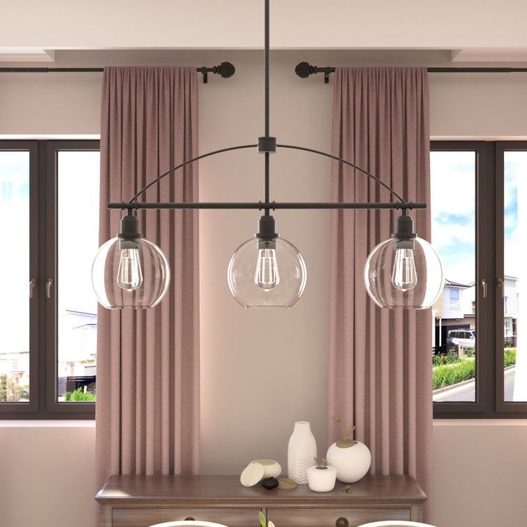 Acroma 3-light 35In Modern Black Island Pendant Light