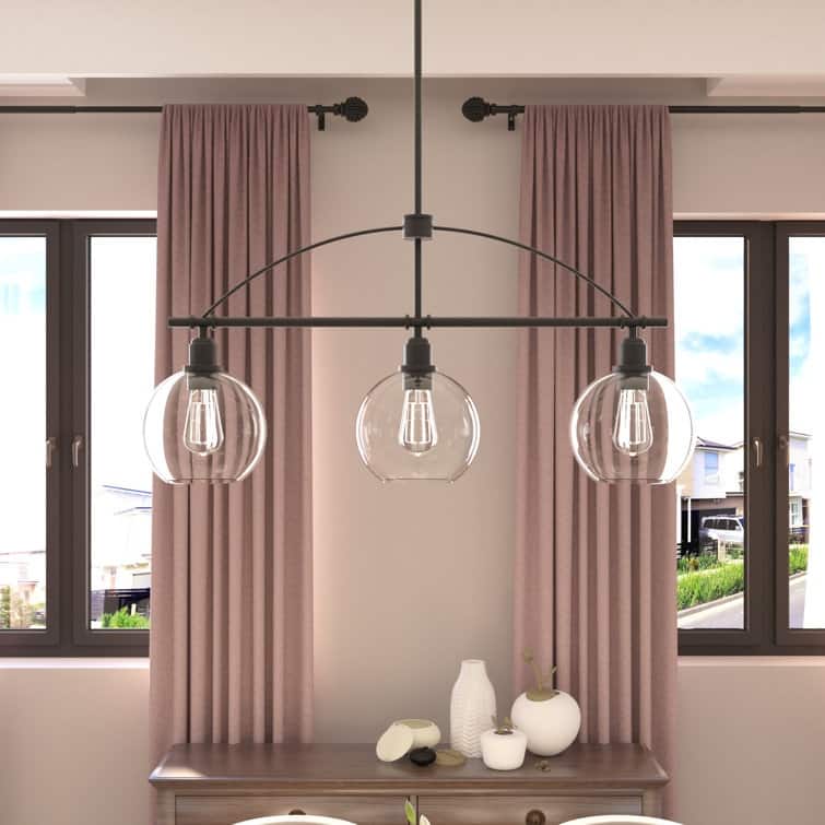 Acroma 3-light 35In Modern Black Island Pendant Light
