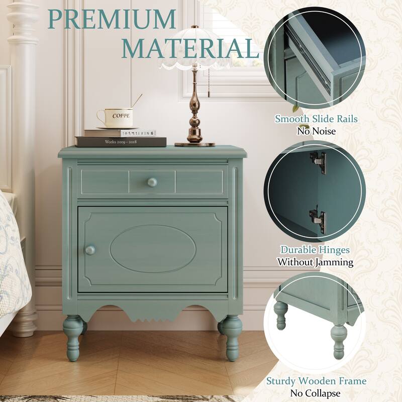 Christopher Knight Home - Marwood Carved Wood Nightstand with Soft-Close Slides and Gourd Legs