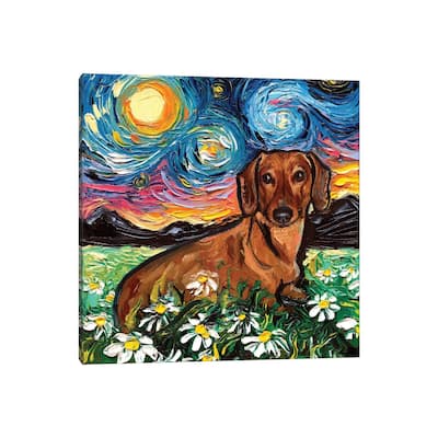 iCanvas "Daisy Dachshund Night" by Aja Trier Canvas Print