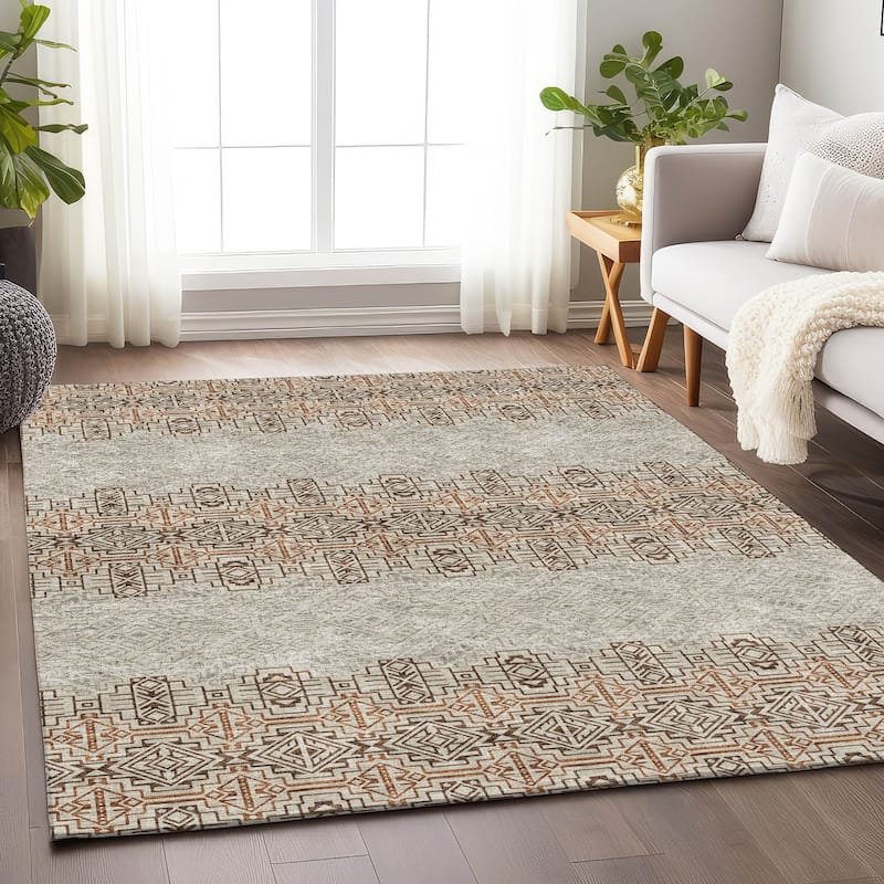 Premium Washable Super Soft Southwest Modern Mayfield Rug - Brown - 10' x 14'