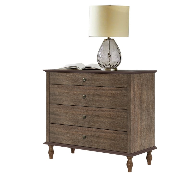 Antique Style 4-Drawer Wood Dresser