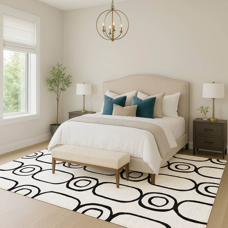Machine Washable Indoor/ Outdoor Modern Vibe Chantille Rug
