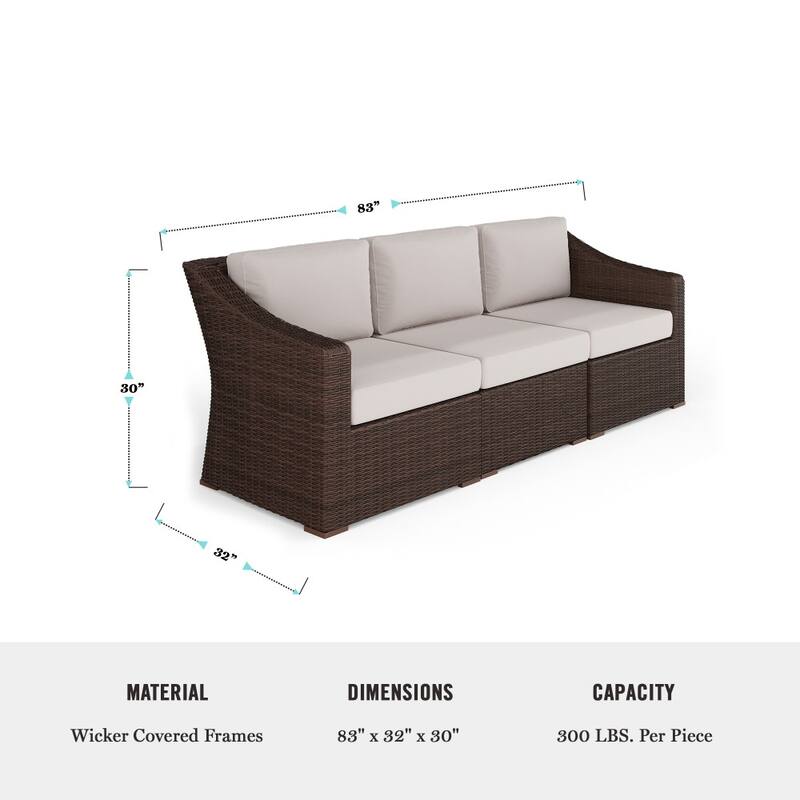 Martha Stewart 4pc Outdoor Rattan Wicker Patio Conversation Set with All-Weather Cushions - 33"W x 32"D x 29.5"H