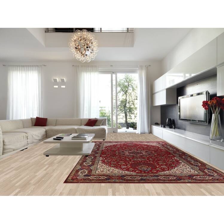 Hand Knotted Oriental 100% Wool Carpet Traditional Floral Red Tabriz Area Rug - 16' 10'' X 10' 0''