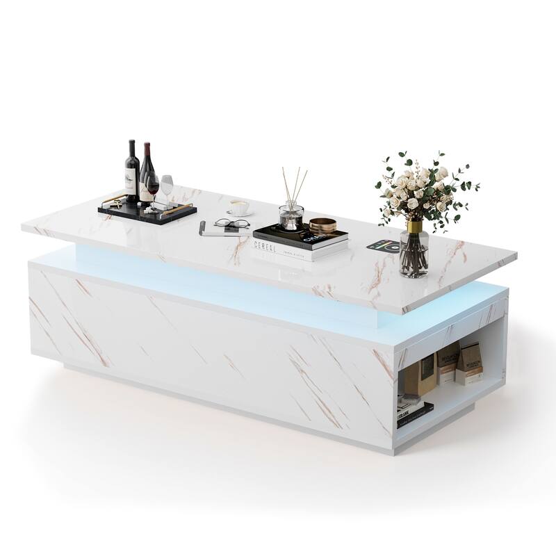 Pocassy 47.2 Inches Living Room Tables with Wireless Charging and Speaker