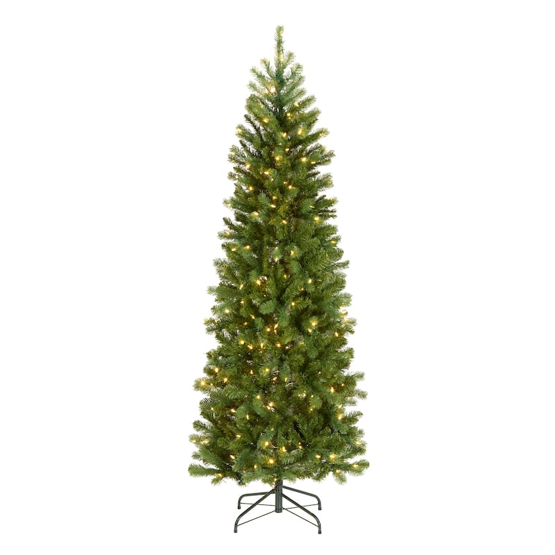 National Tree Company 6.5 ft. Downswept Douglas Slim Tree with Dual Color LED Lights - 6.5 Foot