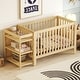 preview thumbnail 10 of 25, Convertible Crib/Full Solid Wood Bed with Changing Table, Adjustable Height, Nursery Bed Natural
