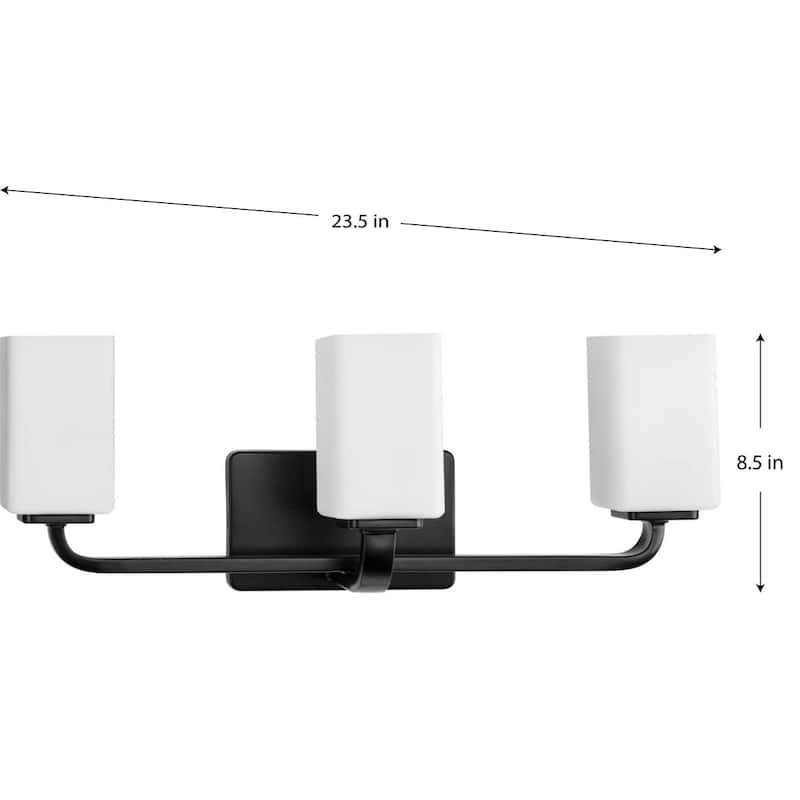 Cowan Collection Three-Light Matte Black Opal Glass Bath Vanity Light - 23.5 in x 7.75 in x 8.5 in