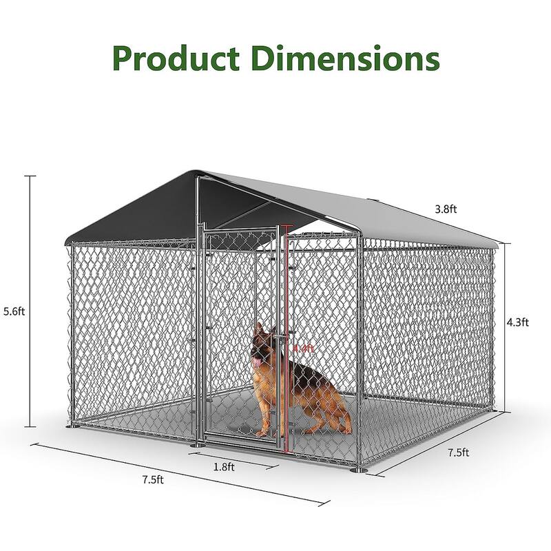 Large Dog Kennel Outdoor, Heavy Duty Outdoor Dog Kennel Chain Link Dog Cage Dog Playpen Dogs Run