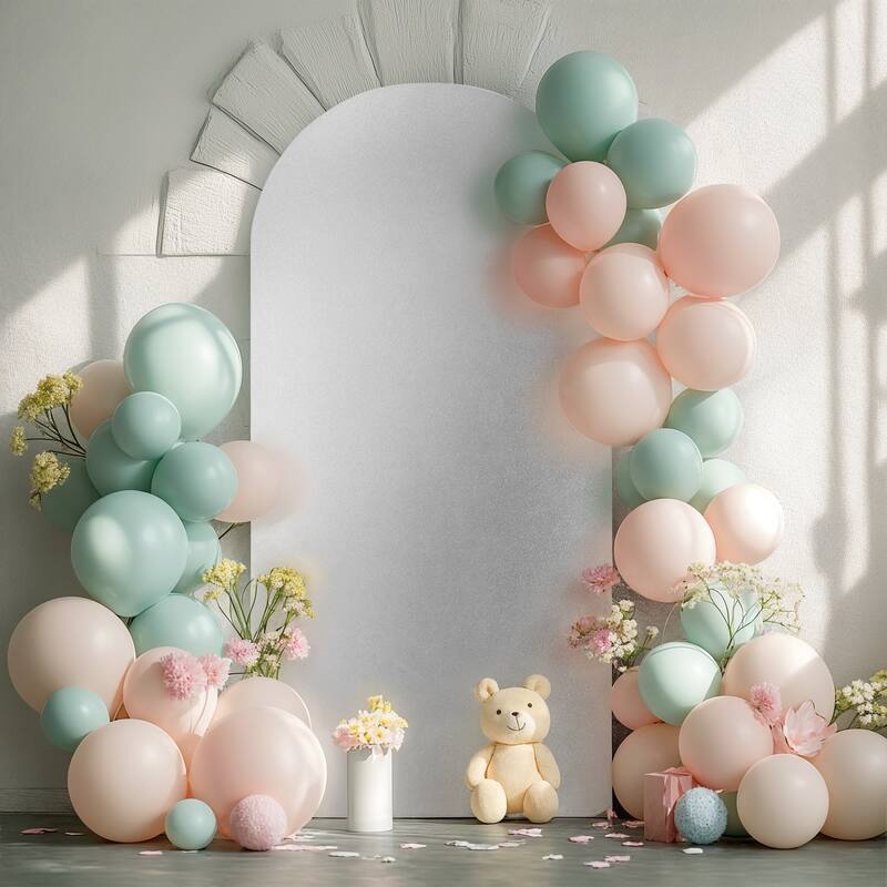 Wedding Arch Cover Double-Sided Spandex Fitted Arch Stand Covers Stretchy Backdrop Cover for Balloon Arches Birthday - silver 6ft