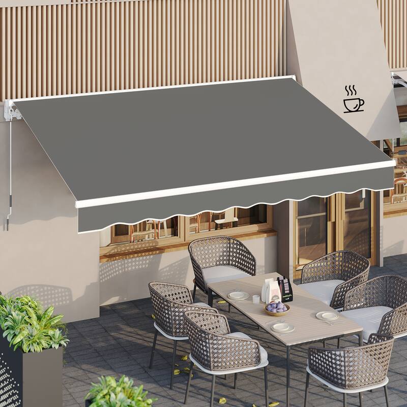 AECOJOY Manual Retractable Patio Awning Outdoor Sunshade Shelter (Cover Only)