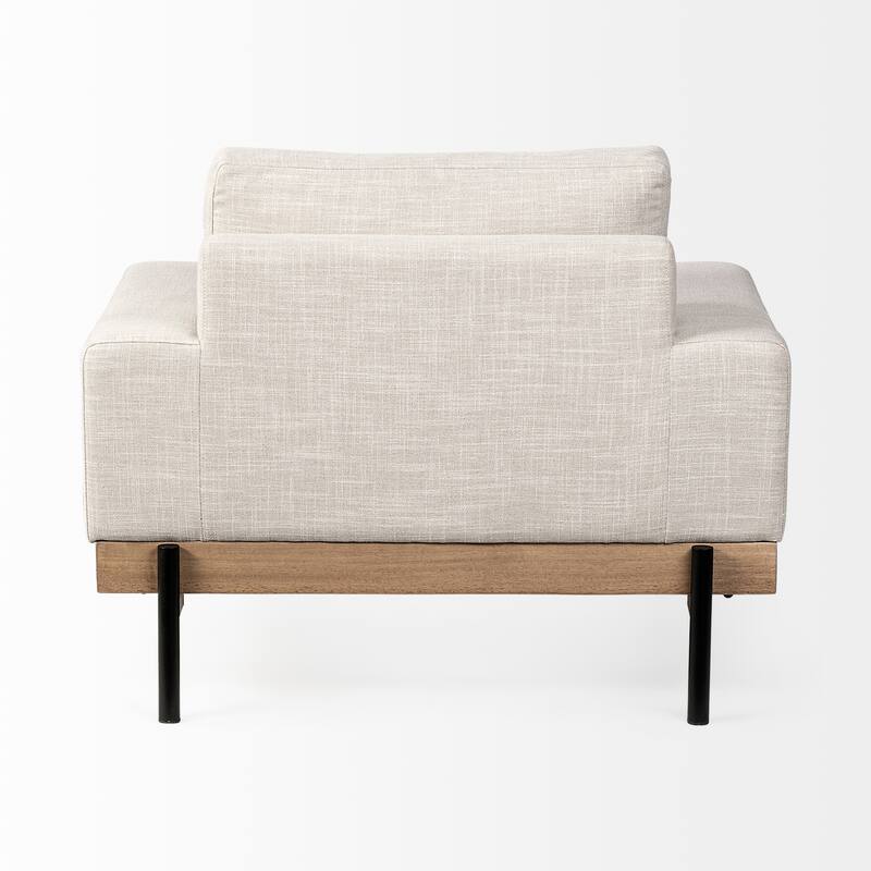 Colburne I Beige Fabric w/ Light Brown Solid Wood & Black Iron Frame Accent Chair - 40.5"W x 40.5"D x 32.2"H