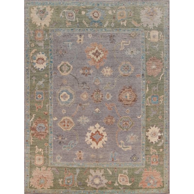 Hand Knotted Oriental 100% Wool Carpet Transitional All-Over Purples Oushak Area Rug - 9' 10'' X 8' 0''