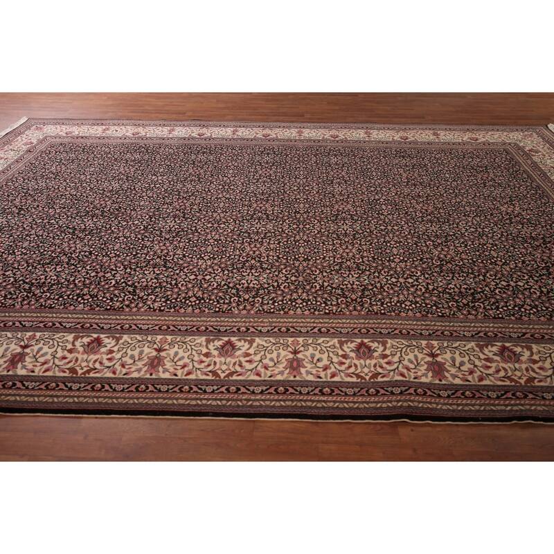 Black Anatolian Turkish Large Vintage Rug Hand-Knotted Wool Carpet - 10'0" X 13'7"