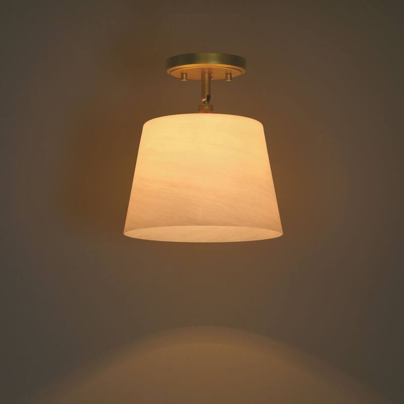 1-light Modern Dimmable Glass Semi Flush Mount Ceiling Lighting