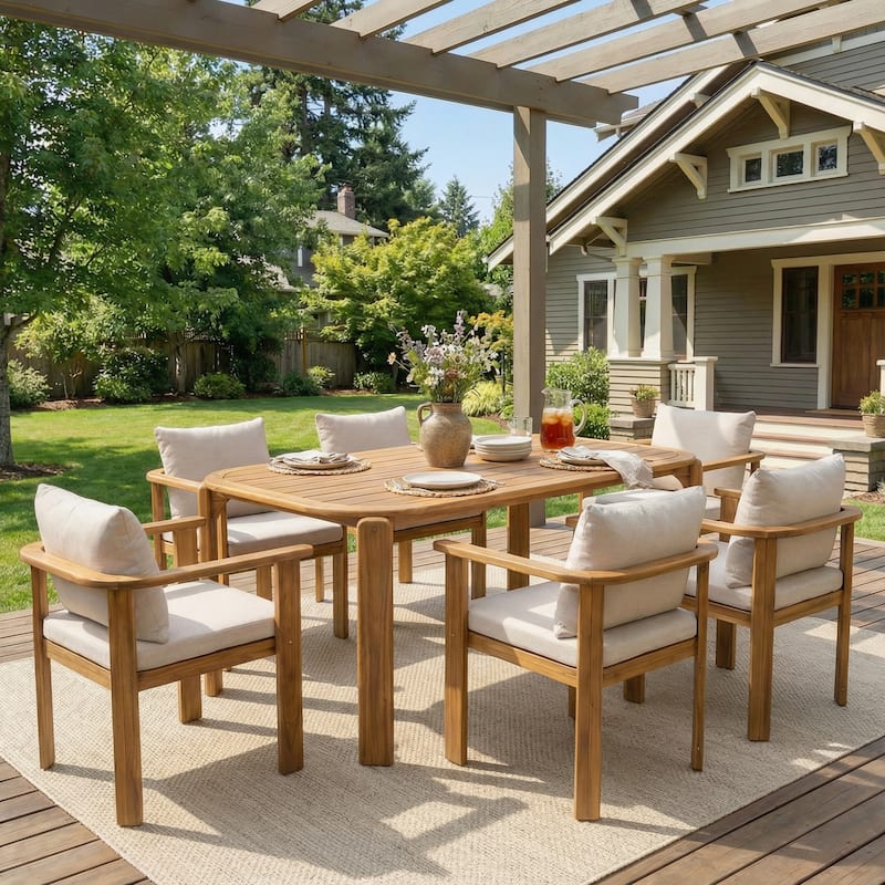 Scott Living Kaja Outdoor Dining Set - Beige,Teak