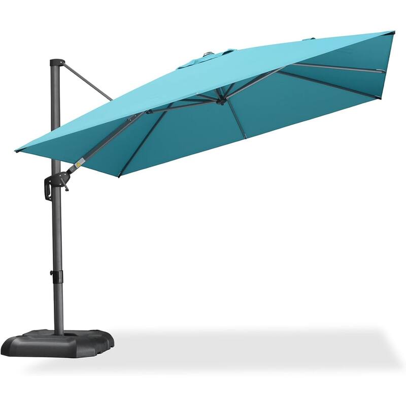 PURPLE LEAF 10 ft Square 360 Degree Rotation Patio Cantilever Umbrella - Turquoise Blue