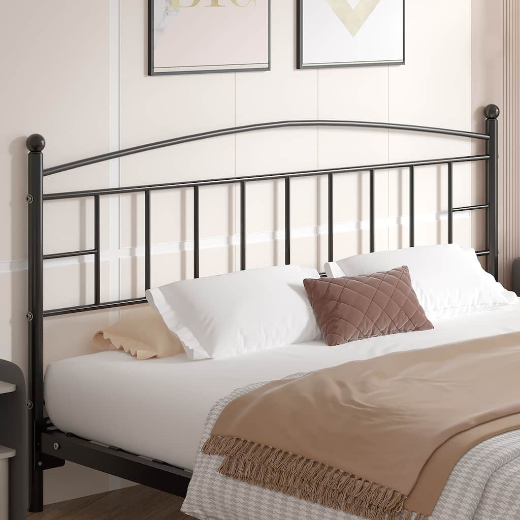 Javlergo Full/Queen/King Size Victorian Style Black Metal Headboard Heavy Duty Steel Curved Headboard Only for Bedroom
