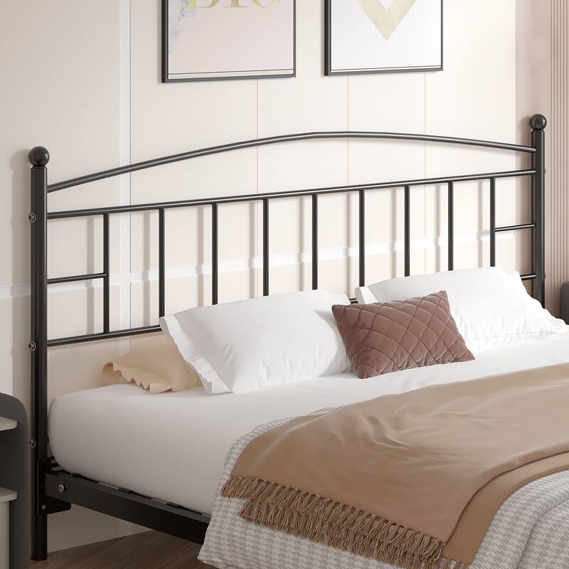 Javlergo Full/Queen/King Size Victorian Style Black Metal Headboard Heavy Duty Steel Curved Headboard Only for Bedroom - King