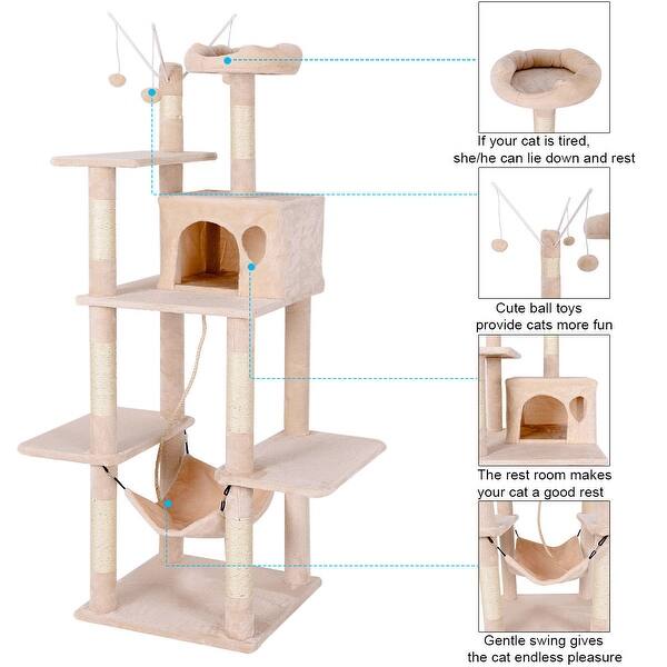 Shop Gymax Large Cat Tree Multilevel Activity Tower Condo W